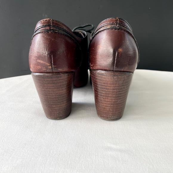 FOSSIL Dark Brown Oxford Lace Up Leather Booties EXC Sz 8 - Picture 5 of 14